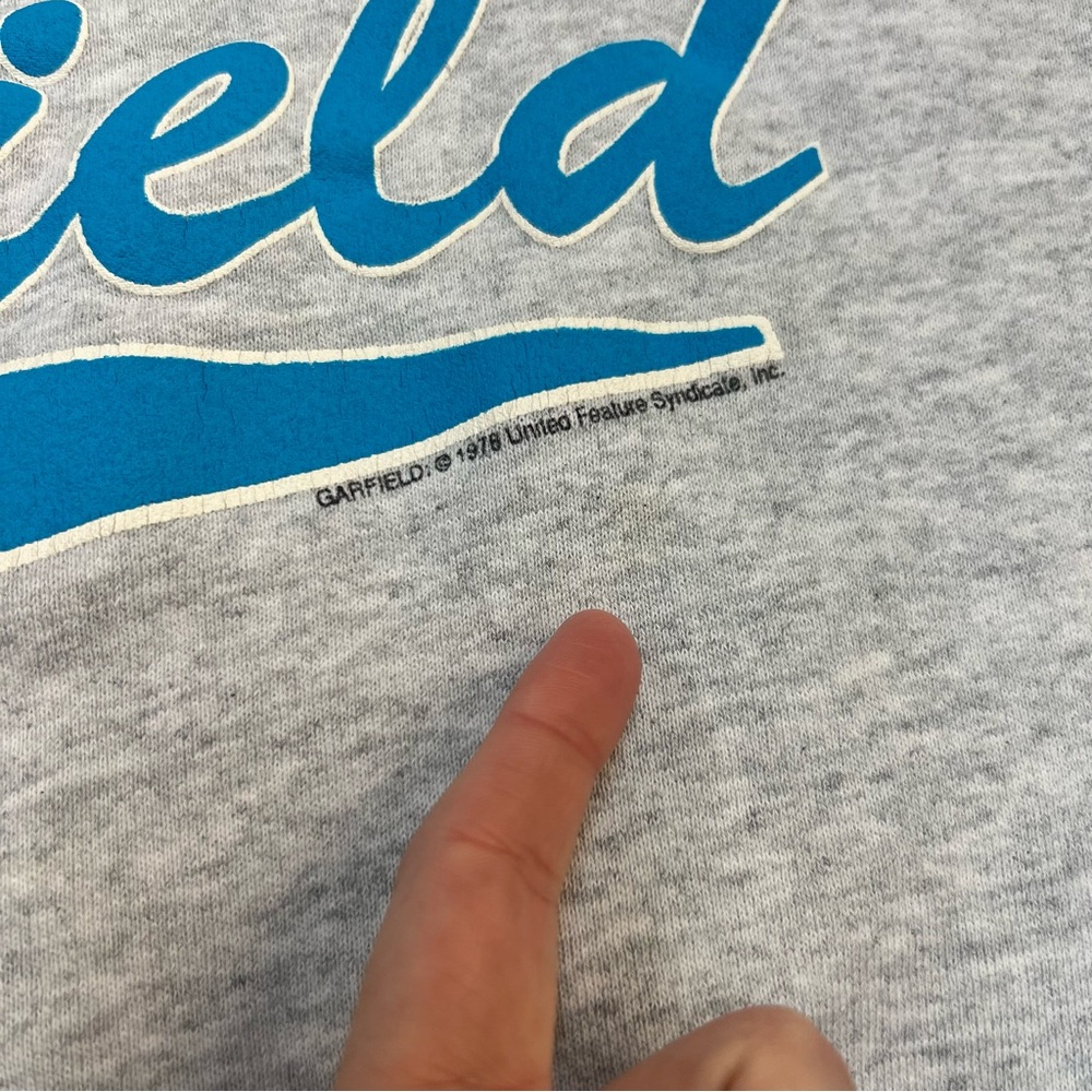 VTG Garfield Sweatshirt Adult XL Gray Pullover Graphic Crew Neck 70s 1978 - Picture 5 of 9